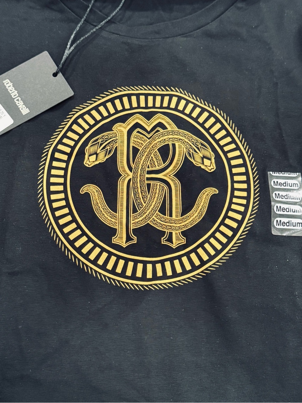 Roberto Cavalli Black Gold Logo Slim Fit Tee M NWT ❤️ - Picture 3 of 10